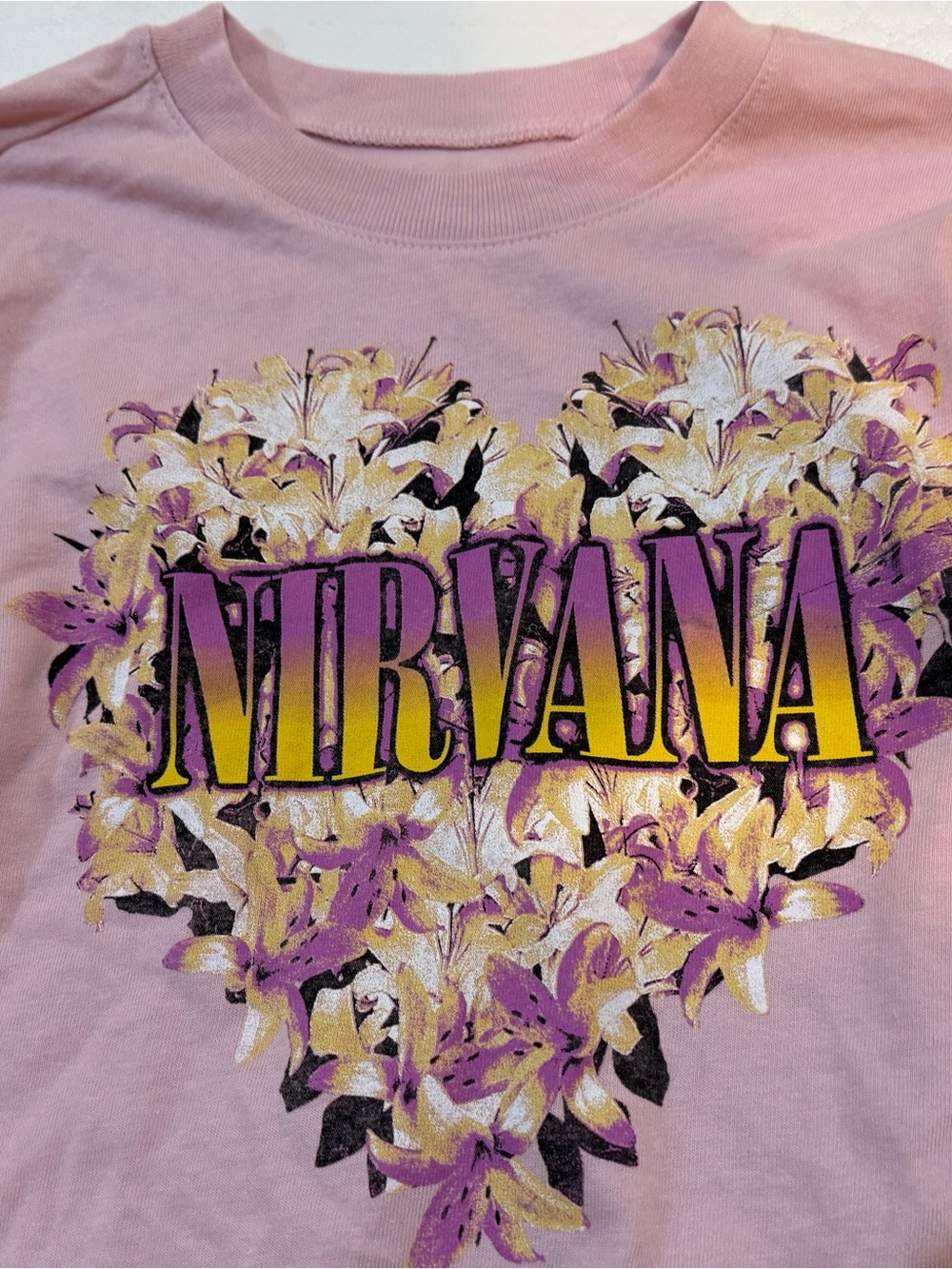 NWOT Nirvana Kids' Pink Floral Heart Graphic Tee